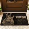 Generic Zerbino con chitarra di benvenuto, tappetino per ingresso con musica rock nera, decorazione per interni ed esterni, in gomma antiscivolo, controllo della polvere, facile da pulire, 73 x 43 cm