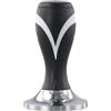 Feeshoppher Pressino per caffè espresso da 51 mm, 53 mm, 58 mm, base piatta in metallo, per macchine da caffè da barista, portafiltro, manico ergonomico in ABS, nero e bianco, compattatore