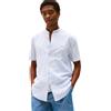 Tommy Hilfiger Uomo Camicia Linen Blend MAO con Colletto Grandad