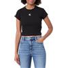 Calvin Klein Donna T-Shirt Maniche Corte Rib Baby Tee Elasticizzata