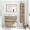 Dmora set Mobili Bagno Ethridge Marrone Quercia Specchio Incluso 2 Cassetti, 2 Ripiani
