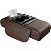 StaZamor Copribracciolo per auto 4 in 1 con portabicchieri, coperchio e organizer per console centrale, comodo cuscino per bracciolo, accessorio interno per auto, Marrone B