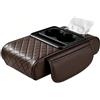StaZamor Copri bracciolo per auto 4 in 1 con portabicchieri, copertura e organizer per console centrale, comodo cuscino per bracciolo, accessorio interno per auto, marrone A