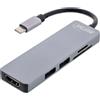 InLine Multi-hub USB 3.2 Gen.1, 2x USB-A, HDMI 4K/30Hz, lettore di schede, alu