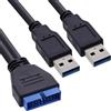 InLine Cavo USB 3.0 Interno 19pin femmina / 2x A maschio, 0,40m