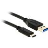 DeLOCK 0.5m USB3.1-C/USB3.1-A cavo USB USB 3.2 Gen 2 (3.1 Gen 2) 0,5 m USB A USB C Nero