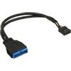 InLine Cavo USB 2.0 interno 10pin F, USB 3.0 19pin M, 0,30m