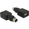 DeLOCK 65898 adattatore per inversione del genere dei cavi PS/2 USB tipo A Nero, Acciaio inox
