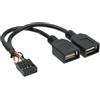 InLine Cavo USB 2.0 Interno 10pin F, 2x A mmina, sdoppiatore Y form, 0,4m