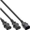 InLine Cavo alimentaz. prolunga Y IEC-320, spina C14 2x presa C13, nero, 3m