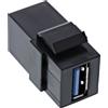 InLine USB 3.0 Keystone Snap-In Insert, USB-A F/F, angolato nero