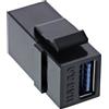 InLine USB 3.0 Keystone Snap-In insert, presa USB-A, nero