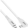 InLine cavo USB4, USB-C, un lato angolato, PD 240W, 8K60Hz, TPE, bianco, 1m