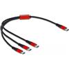 DeLOCK Cavo di ricarica USB 3 in 1 USB Type-C a 3 x USB Type-C da 30 cm nero / rosso