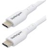 StarTech.com Cavo USB-C bianco da 2m, cavo di ricarica USB 2.0 Tipo-C per laptop, Power Delivery 60W 3A, rivestimento in TPE,