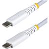 StarTech.com Cavo di Ricarica USB-C Bianco da 3m, 60W (3A) PD, Guaina con Doppio Strato Intrecciato in Nylon/TPE, Robusto