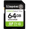 Kingston Technology 64GB SDXC Canvas Select Plus Gen3 100MB/s C10 UHS-I U1 V10