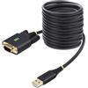 StarTech.com Cavo da USB a seriale da 3 m, ritenzione COM, viti/dadi intercambiabili, adattatore USB-A a DB9 RS232, IC FTDI,