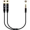 Nano Cable Nanocable 10.24.1202 - Jack per cavo audio stereo, 2x3,5 / H-3,5 / M, maschio-femmina, nero, 30 cm