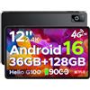 DOOGEE Tab G6 Pro Tablet 12 Pollici 2.4K 90Hz, 36GB+128GB/2TB Tablet Android 16, 4G LTE 9000mAh Tablets con Sim, Helio G100, Gemini AI /7.5mm Ultra sottile, 13MP+8MP/2 Altoparlanti