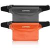 ECHTPower - Marsupio/custodia impermeabile e protettiva per cellulare, per sport acquatici, spiaggia, nuoto, canottaggio, 2 pezzi (nero/arancione)