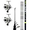 Kolpo kit da pesca bolognese con 2 canne telescopiche 4 mt + 2 mulinelli adatte alla pesca in mare lago e dalla barca
