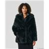 Bomboogie Giacca Donna BOMBOOGIE in ecopelliccia e piumino con cappuccio e cintura in vita art. CW9725TFRL6 Black