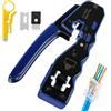 vsshe Pinza Crimpatrice RJ45 di Rete Ethernet, Crimpatrice rj45 Strumento, Connettori RJ45 Passanti di Rete 8P8C per Cavi di Rete CAT5/CAT6/CAT5E, con Taglierina, Blu