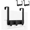 PALUPLUS 3 Appendiabiti da Porta con 3 Ganci in Metallo Nero, Misura 30x20 cm, Attaccapanni Sopra Porta Senza Forare, Appendino Salvaspazio per Vestiti, Borse, Asciugamani e Accessori -4840F -0,8