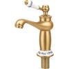 Malkoaswe Rubinetto retrò in ottone, rubinetto da bagno con manico in ceramica, marcatura freddo/caldo, altezza erogazione 12,2 cm, tubi da 50 cm, miscelatore monocomando per bagno, WC degli ospiti