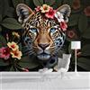 JEDTAKCT Panorama Carta Da Parati Murale 200X140Cm, Animali Foresta Pluviale Tropicale Ghepardo Esotico Carta Da Parati Fotografica Verde Foresta Murale Adesivo Da Parete Poster 3D Decorazione Soggiorno