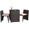 Melko 3tlg. Set da giardino in polyrattan, gruppo in Nero da tavolo con 2 Sedie