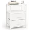 Relaxdays Comodino bianco, 2 cassetti e ripiani, 61x38x28 cm | 2 cassetti tessuto, 2 ripiani, AxLxP 61x38x28, metallo/MDF