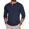 Ekouaer Camicia da uomo a maniche lunghe in maglia a nido d'ape Henley Tops S-XXL
