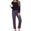 Litherday Pigiama Donna Invernale Cotone Lungo Pantaloni Fantasia per Casa | Completo notte donna a manica lunga con tasche laterali e tessuto morbido per dormire e rilassarsi in casa