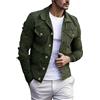 Duohropke Giacca in jeans da uomo con bottoni, slim fit, tinta unita, a maniche lunghe, casual, per il tempo libero, per le mezze stagioni,