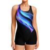 iSLASISIA Costume da Bagno Donna Intero Sportivo Shorty Schiena a Vogatore con Coppe Removibili Mare Vacanze Piscina Aquagym