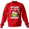 t-shirteria Felpa Natale con Nome Personalizzato, Felpe Natalizie Girocollo, Rossa in Cotone, Christmas, Idea Regalo Uomo, Donna, Bambino