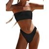 YIMISAN Costume da bagno da donna a due pezzi a fascia a coste senza spalline a tubo top con vita media Cheeky Bottom Costume da bagno