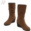 Generic Stivali Slouchy Da Donna A Mezza Gamba, Slip-On Morbidi Effetto Camoscio Con Tacco A Zeppa Comodo, Stivali Invernali Caldi Con Punta Tonda Per Uso Quotidiano E Tempo Libero