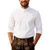 Generisch Camicia tradizionale da uomo bianca, per Oktoberfest, con bottoni, a maniche lunghe, colletto alto, a maniche corte, traspirante, comoda camicia da uomo, camicia bavarese per festa della birra