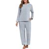 Generic Pigiama da donna caldo in pile, pigiama da donna in flanella, comodo e morbido, 2 pezzi, a maniche lunghe, girocollo, vestibilità ampia, vestibilità comoda, top e pantaloni termici con tasca