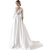 ZODJK Abito da Sposa in Pizzo delle Donne Abito da Sposa Maniche Soffici Abito da Sposa Abito da Sposa, Bianco 06, 44
