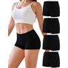 Briyat Boxer Donna Culotte 4 Pezzi Cotone Vita Alta Nero XL | 93.2% cotone, morbide e traspiranti, taglio corto confortevole, per sport casa ufficio e viaggio