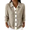 Generic Cardigan a righe con bottoni sul davanti, perfetto per l'autunno e l'invern | Giacca Corta Per Abito Lungo Cappuccio Leggero Lunghe Azzurro Misto Dritto Animalier Etnici Racing Scamosciati