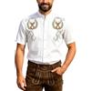 Generisch Camicia tradizionale da uomo bianca, per Oktoberfest, con bottoni, a maniche lunghe, colletto alto, a maniche corte, traspirante, comoda camicia da uomo, camicia bavarese per festa della birra