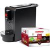 Kimbo Up! Nuova Macchina da Caffè Espresso a Cialde, 20 Bar, Compatta, Design Elegante, Serbatoio Acqua 850 ml, Colore Nero, Espulsione Automatica della Cialda, Include 100 Cialde Macinato Fresco