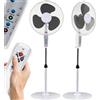 BAKAJI Ventilatore a Piantana Base Tonda con Telecomando 50W Bianco 3 Velocità + Timer