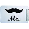 BAKAJI Tappeto Bagno Arredo Mister Baffo 70 x 45 cm in Poliestere Colore Bianco