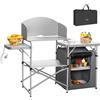 BAKAJI Cucina Da Campeggio Pieghevole In Alluminio Con Cucinotto Con Paravento Nero